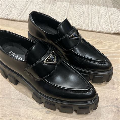 monolith brushed leather loafers prada|monolith pointy brushed leather loafers.